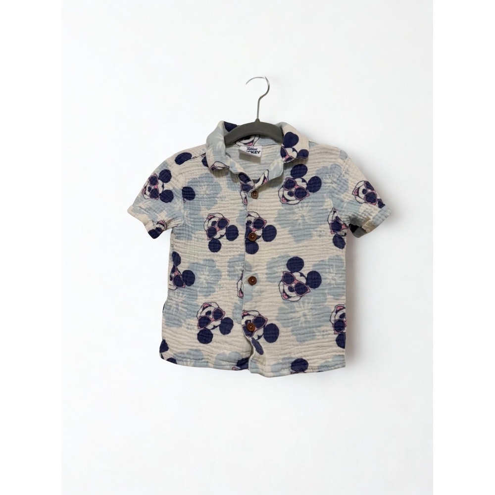 Disney Junior Mickey Mouse Boys 2T Blue Gauze Button Down Shirt Summer